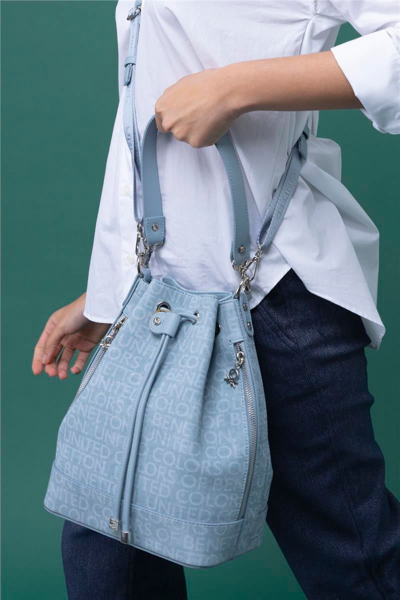 Benetton Mavi Monogram Eskitme Kadın Kol Çantası BNT 1313