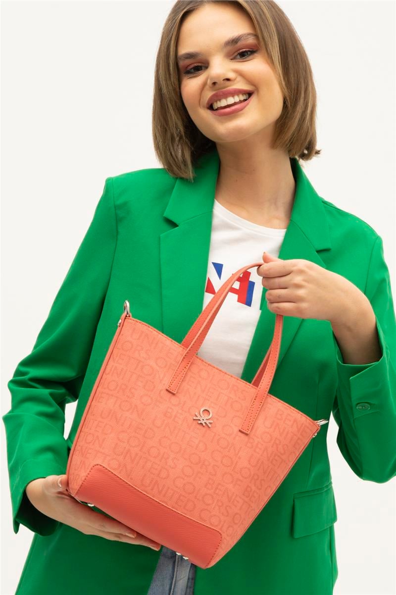 Benetton Mercan Monogram Eskitme Kadın El Çantası BNT 1331