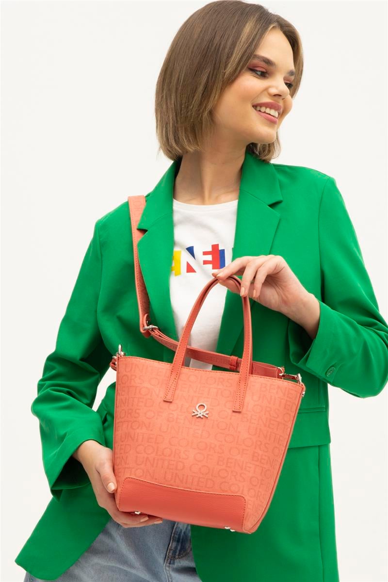 Benetton Mercan Monogram Eskitme Kadın El Çantası BNT 1331
