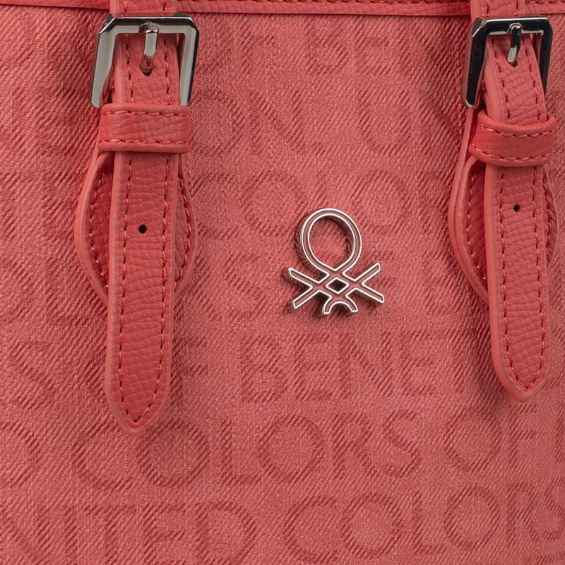 Benetton Nar Çiçeği Monogram Eskitme Kadın Küçük El Çantası BNT 1329