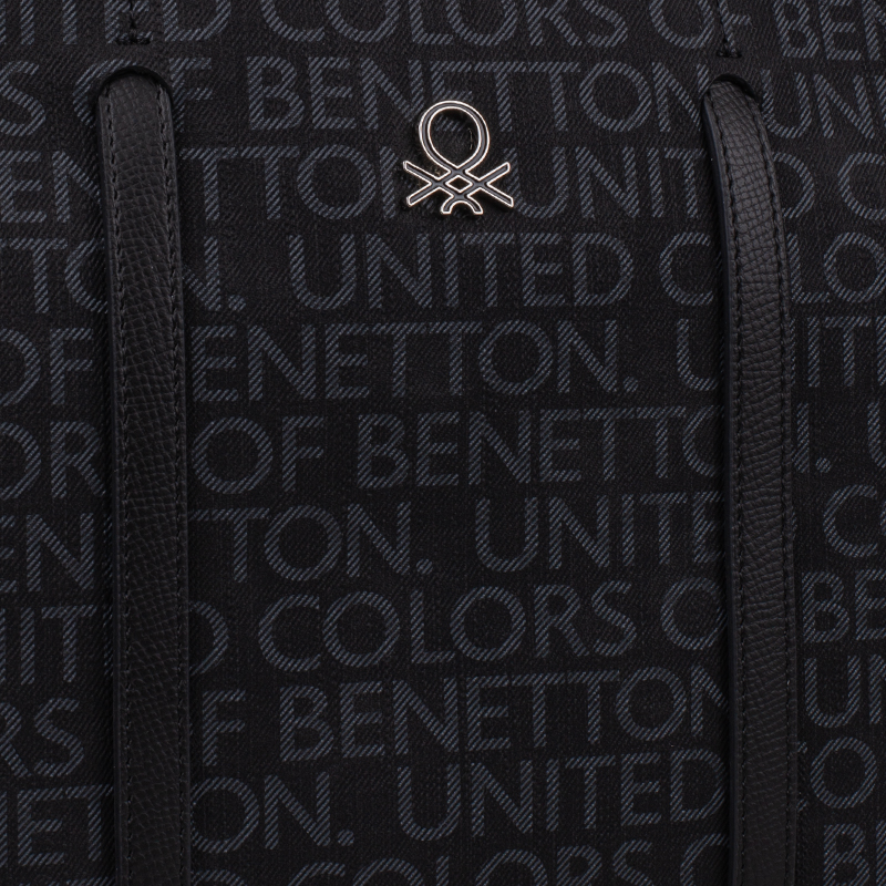 Benetton Siyah Monogram Eskitme Kadın Kol Çantası BNT 1604