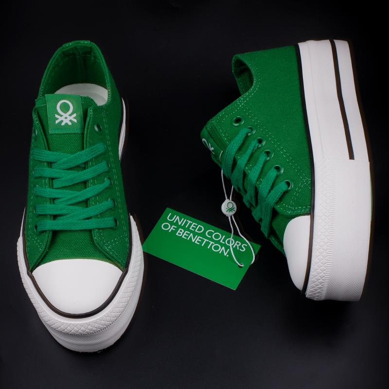 BenettonBenetton Yeşil Kalın Taban Kadın Keten Spor Ayakkabı BN 30935