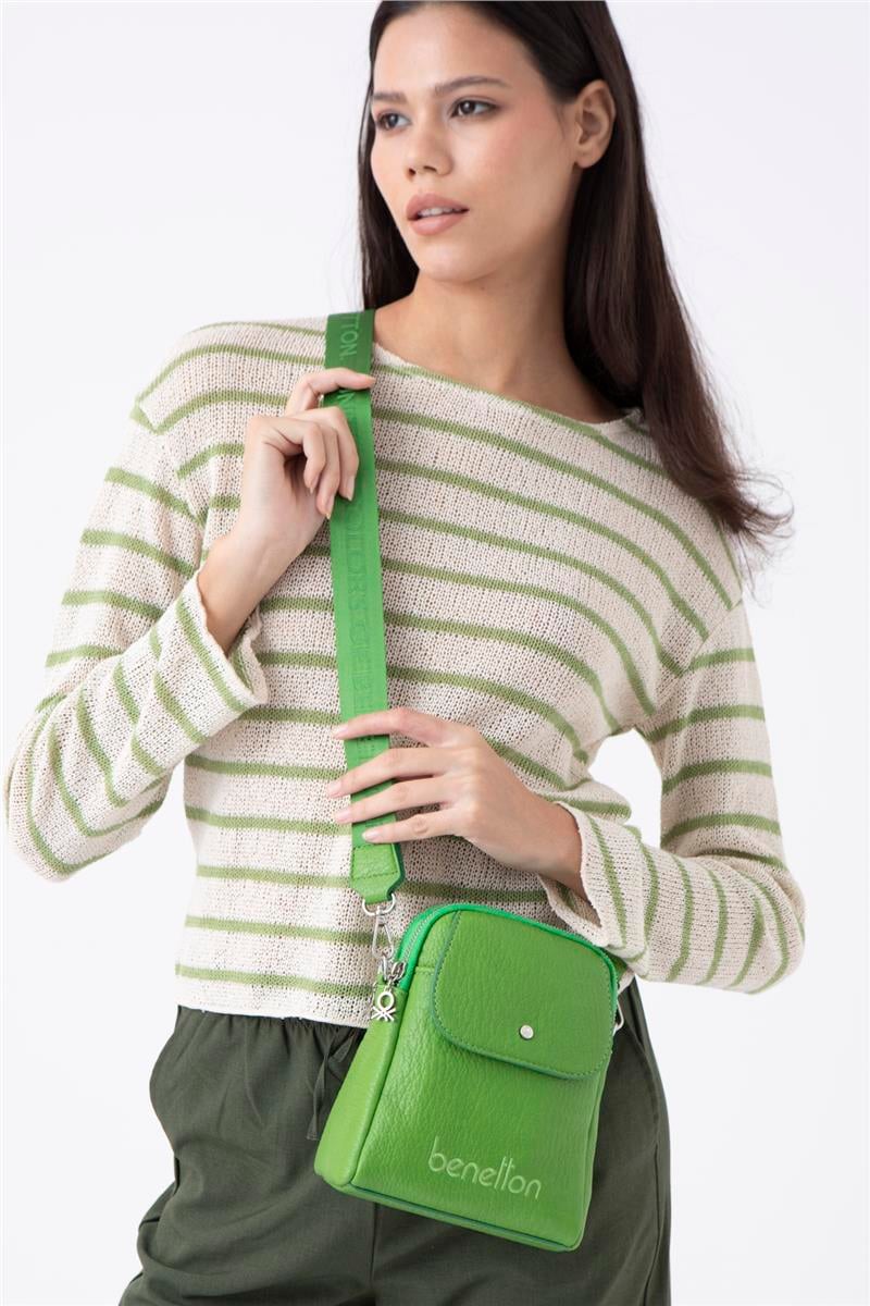 Benetton Yeşil Soft Line Deri Kadın Kol Çantası BNT 1479