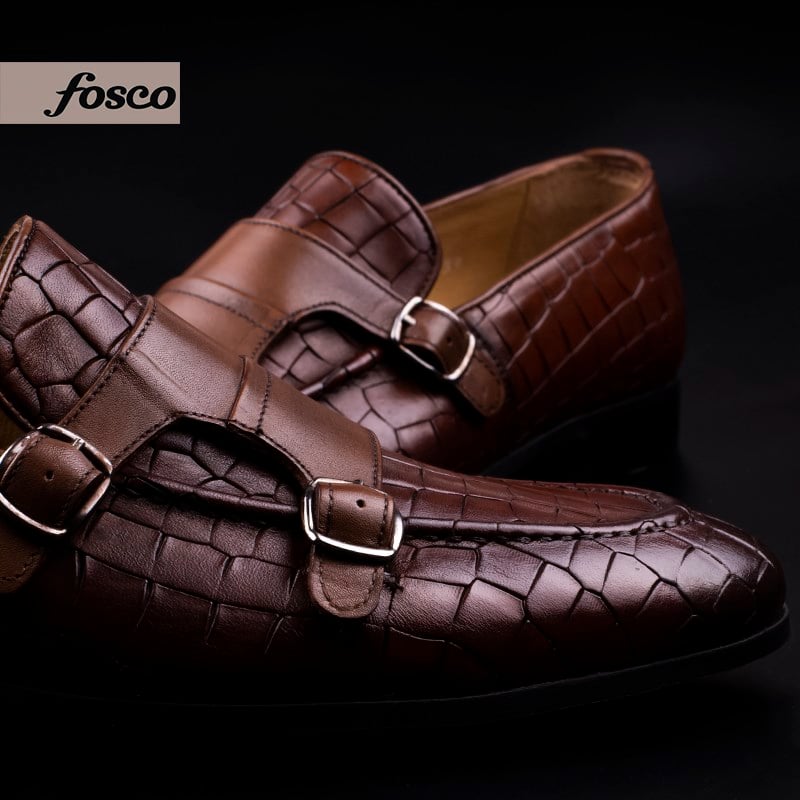 FoscoFosco Kahverengi Erkek Hakiki Deri Kemerli Klasik Ayakkabı