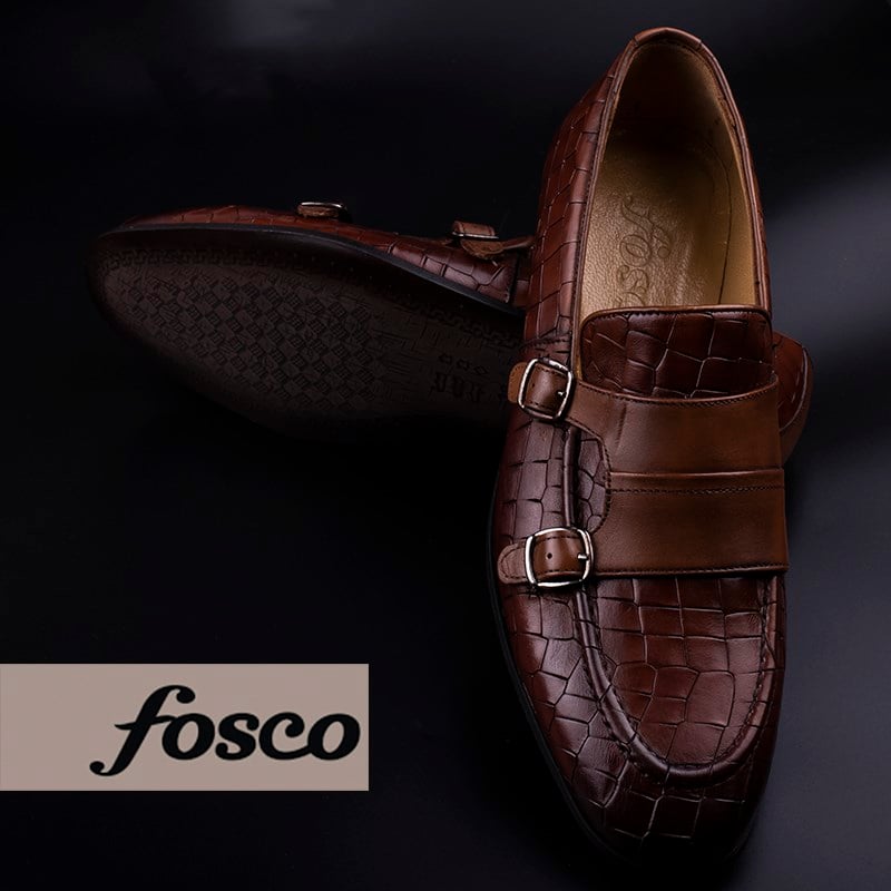 FoscoFosco Kahverengi Erkek Hakiki Deri Kemerli Klasik Ayakkabı