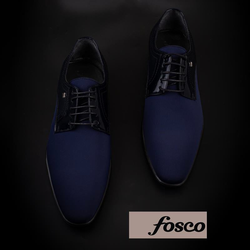Fosco Mavi Saten Özel Üretim Erkek Klasik Ayakkabı