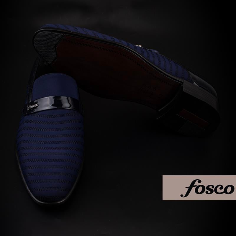 Fosco Mavi Saten Üzeri Rugan İşlemeli Erkek Klasik Ayakkabı