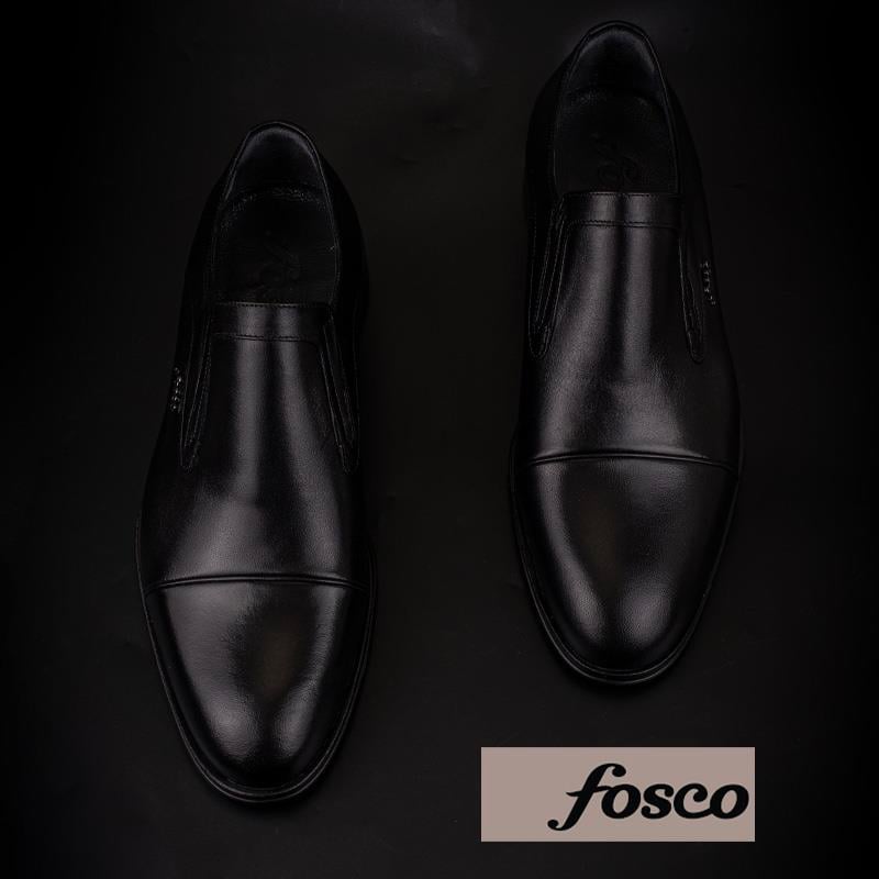 Fosco Siyah Bağcıksız Hakiki Deri Neolit Erkek Klasik Ayakkabı