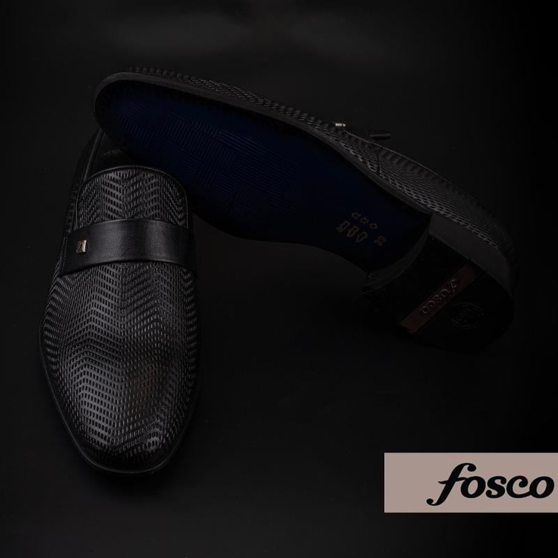 Fosco Siyah Bağcıksız Lazer Baskılı Erkek Klasik Ayakkabı