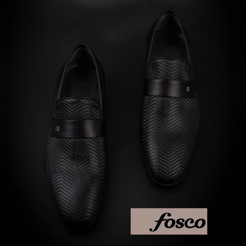 Fosco Siyah Bağcıksız Lazer Baskılı Erkek Klasik Ayakkabı