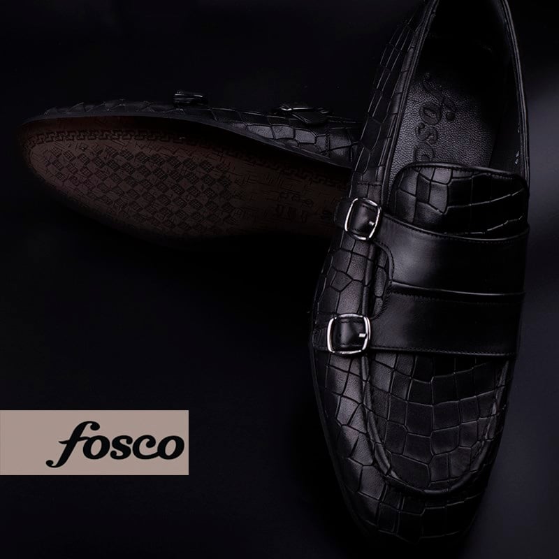 FoscoFosco Siyah Erkek Hakiki Deri Kemerli Klasik Ayakkabı