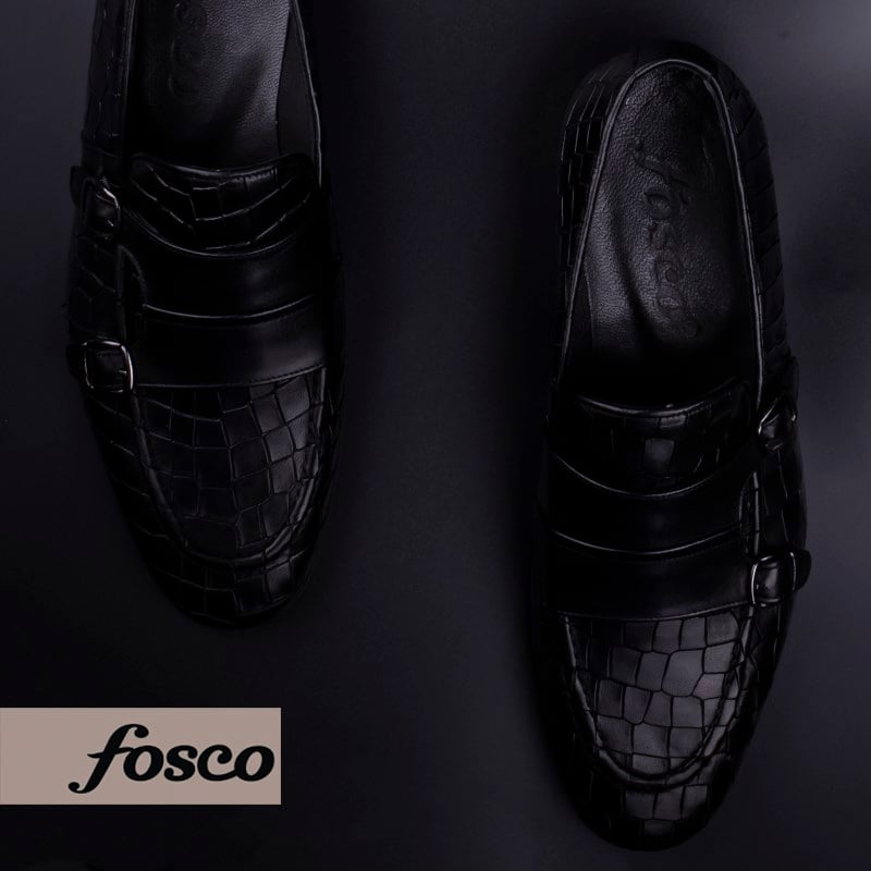 FoscoFosco Siyah Erkek Hakiki Deri Kemerli Klasik Ayakkabı