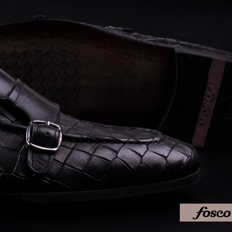 FoscoFosco Siyah Erkek Hakiki Deri Kemerli Klasik Ayakkabı