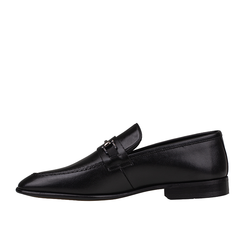 Fosco Siyah Erkek Tokalı Klasik Slip-On Hakiki Deri Ayakkabı