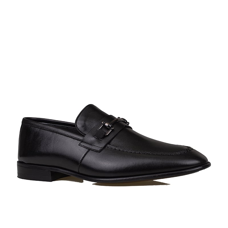 Fosco Siyah Erkek Tokalı Klasik Slip-On Hakiki Deri Ayakkabı