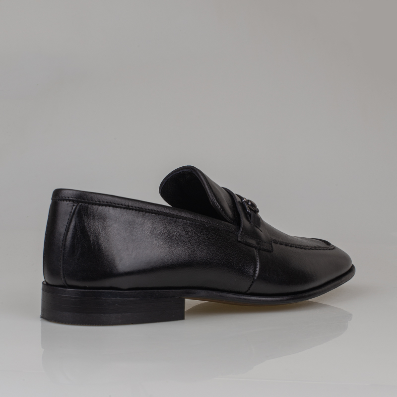 Fosco Siyah Erkek Tokalı Klasik Slip-On Hakiki Deri Ayakkabı