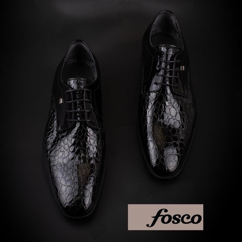 Fosco Siyah Kesik Burun Neolit Taban Bağcıklı Klasik Ayakkabı