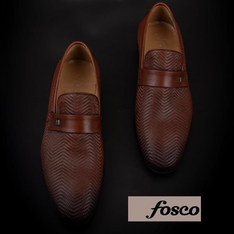 Fosco Taba Bağcıksız Lazer Baskılı Erkek Klasik Ayakkabı