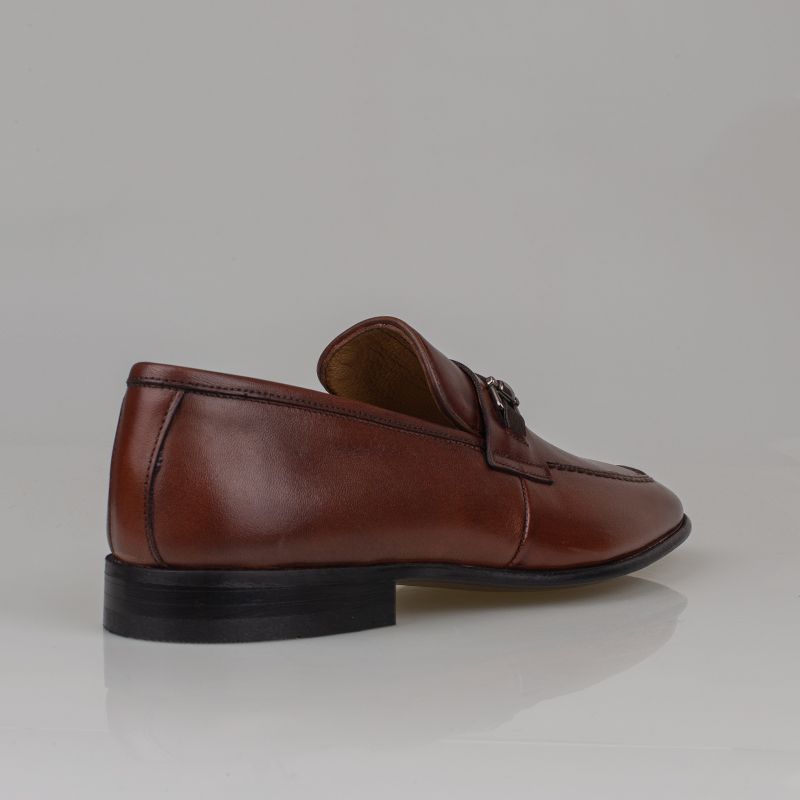 Fosco Taba Erkek Tokalı Klasik Slip-On Hakiki Deri Ayakkabı