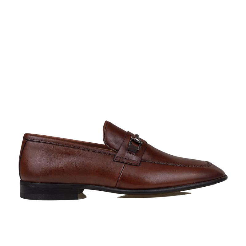 Fosco Taba Erkek Tokalı Klasik Slip-On Hakiki Deri Ayakkabı