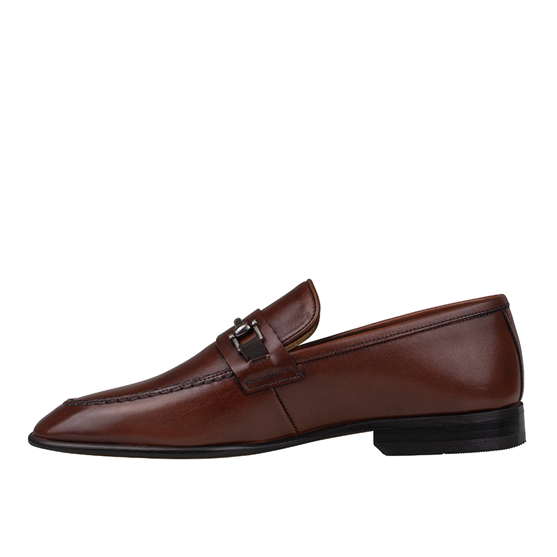 Fosco Taba Erkek Tokalı Klasik Slip-On Hakiki Deri Ayakkabı
