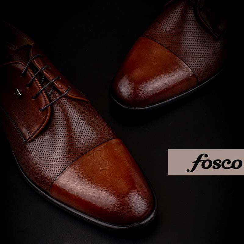 Fosco Taba Hakiki Deri Bağcıklı Lazer Kesim Klasik Ayakkabı