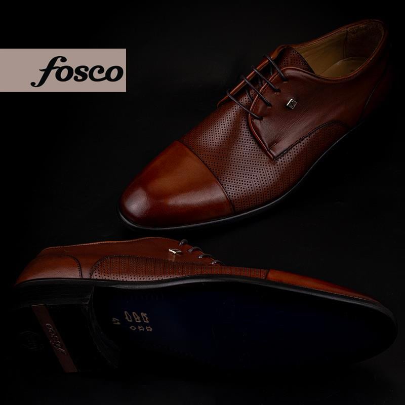 Fosco Taba Hakiki Deri Bağcıklı Lazer Kesim Klasik Ayakkabı
