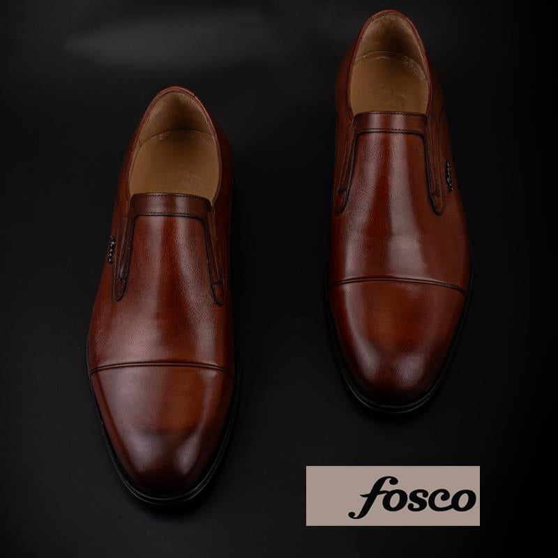 Fosco Taba Hakiki Deri Bağcıksız Klasik Ayakkabı