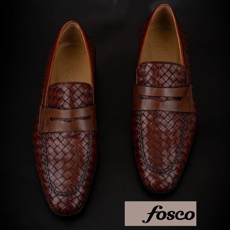 Fosco Taba Hakiki Deri Özel Üretim Örgülü Klasik Ayakkabı