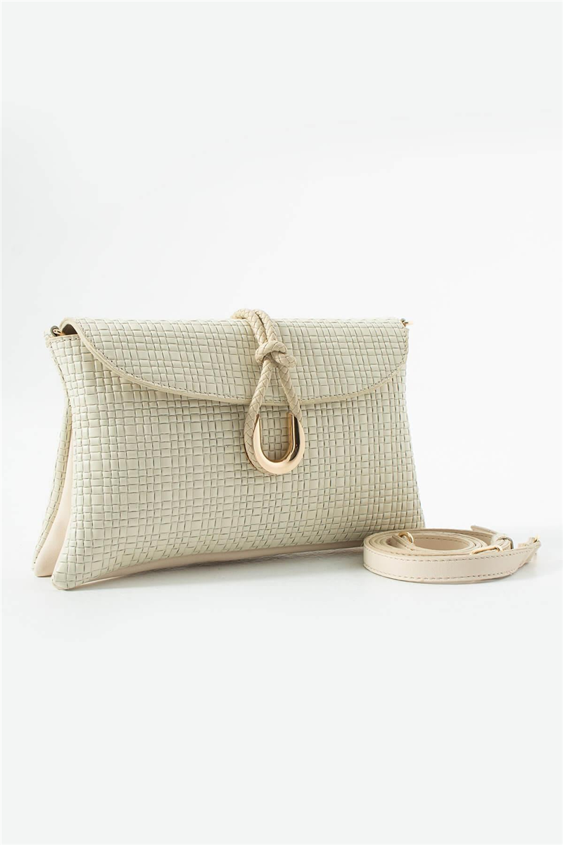 Jacquline Bej Heryn Hasır Kadın Clutch ve Omuz Çantası