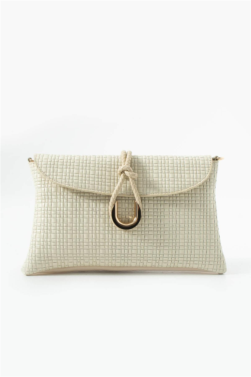 Jacquline Bej Heryn Hasır Kadın Clutch ve Omuz Çantası