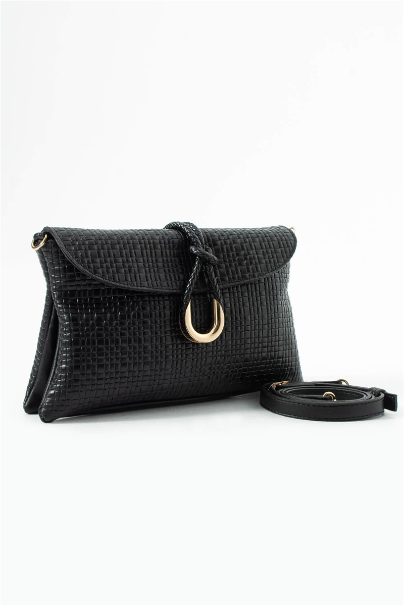 Jacquline Siyah Heryn Hasır Kadın Clutch ve Omuz Çantası