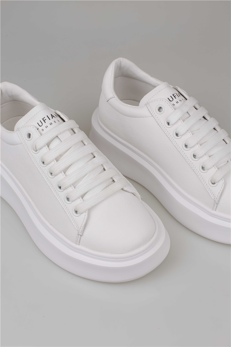 Lufian Beyaz Grace Kalın Taban Deri Sneaker