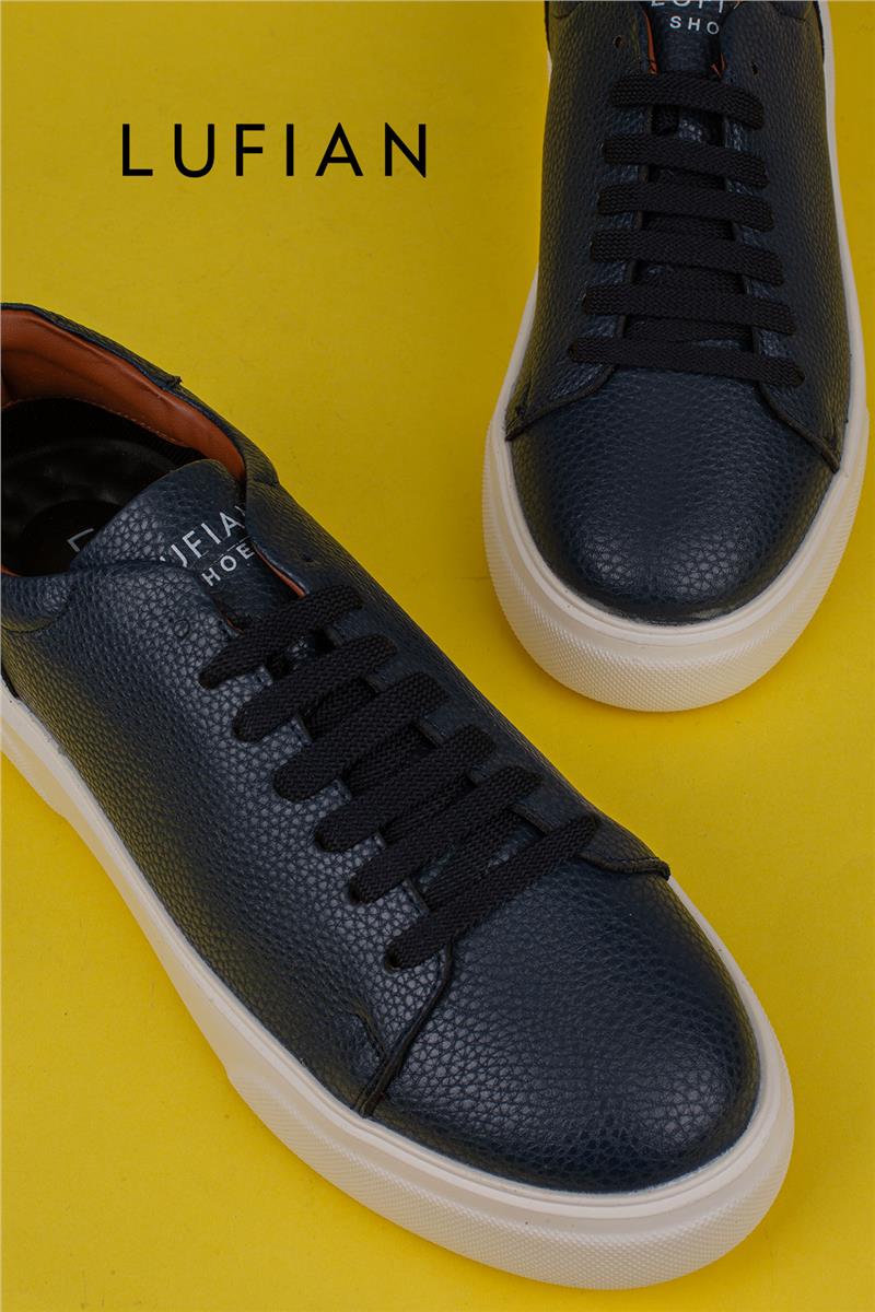 Lufian Lacivert Tommy Erkek Deri Sneaker