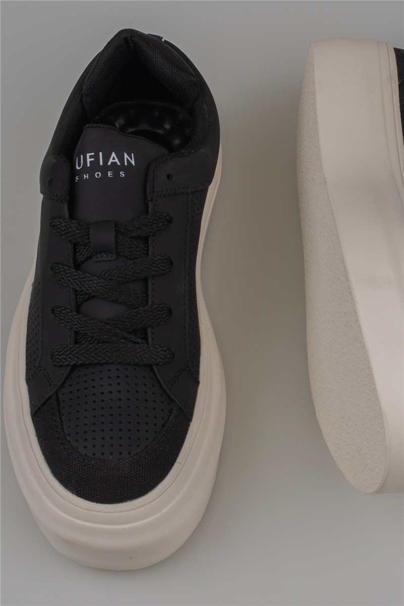 Lufian Siyah Allan Eskitme Model Erkek Sneaker