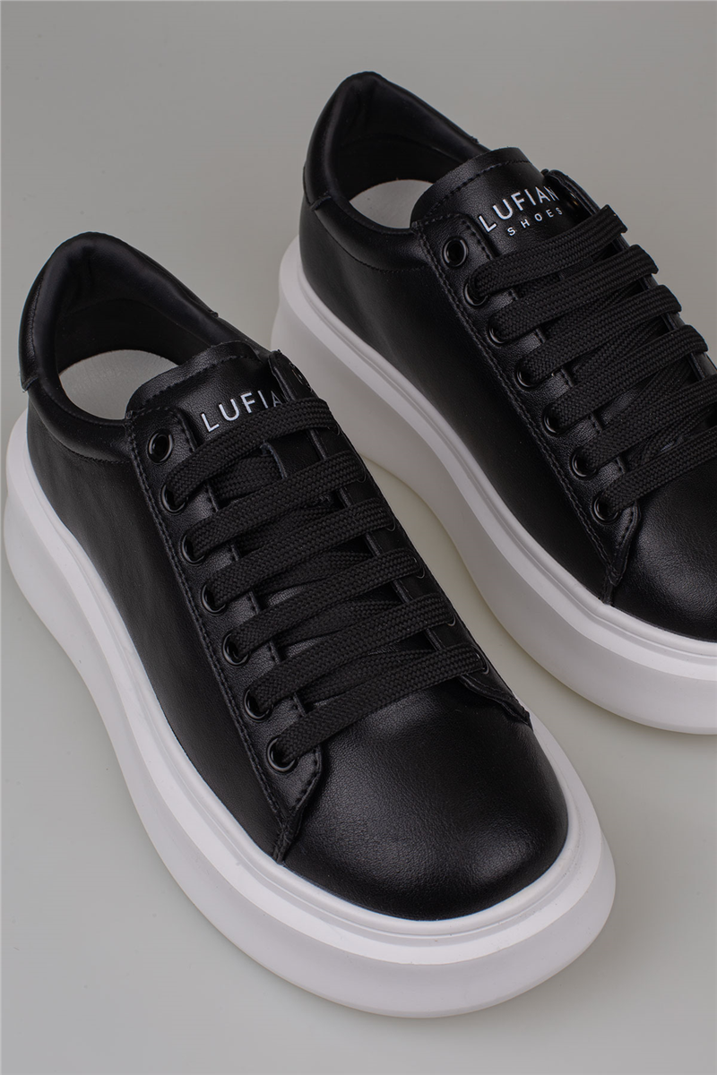 Lufian Siyah-Beyaz Grace Kalın Taban Deri Sneaker