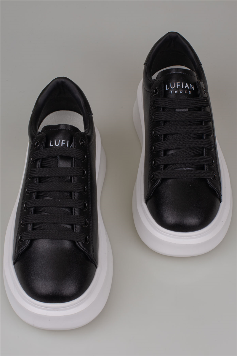 Lufian Siyah-Beyaz Grace Kalın Taban Deri Sneaker
