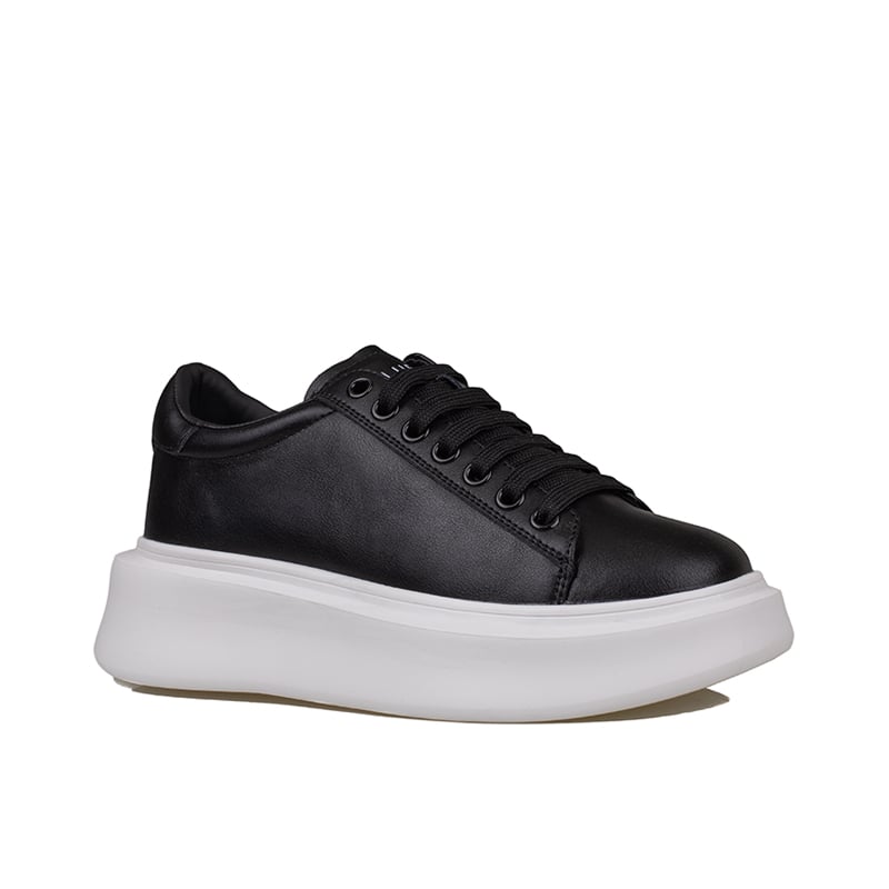 Lufian Siyah-Beyaz Grace Kalın Taban Deri Sneaker