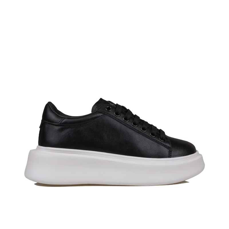 Lufian Siyah-Beyaz Grace Kalın Taban Deri Sneaker