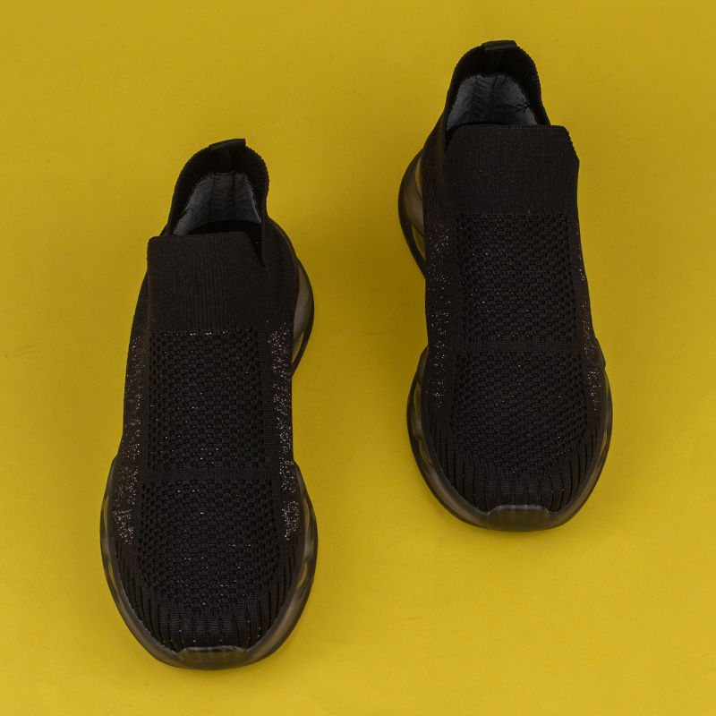 M2S Siyah Marla Kadın Lastikli Ortopedik Sneaker