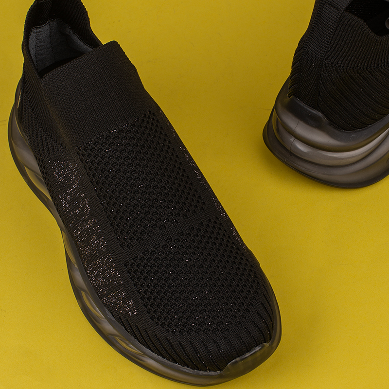 M2S Siyah Marla Kadın Lastikli Ortopedik Sneaker