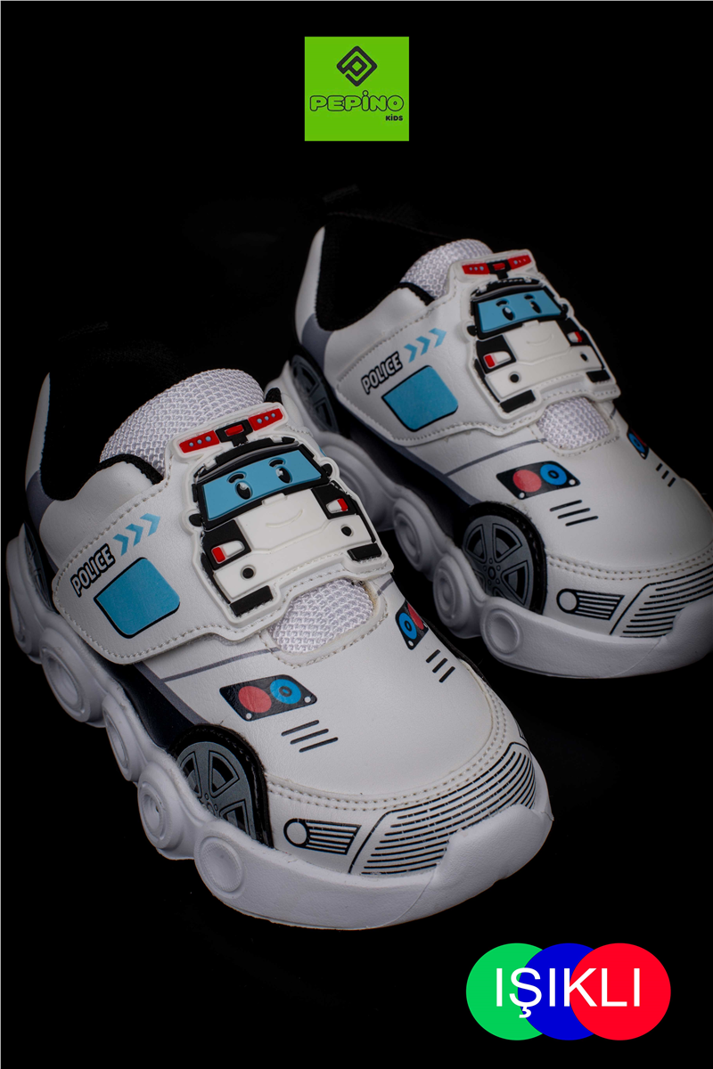 Pepino Beyaz Erkek Çocuk Işıklı Patik Desenli Sneaker
