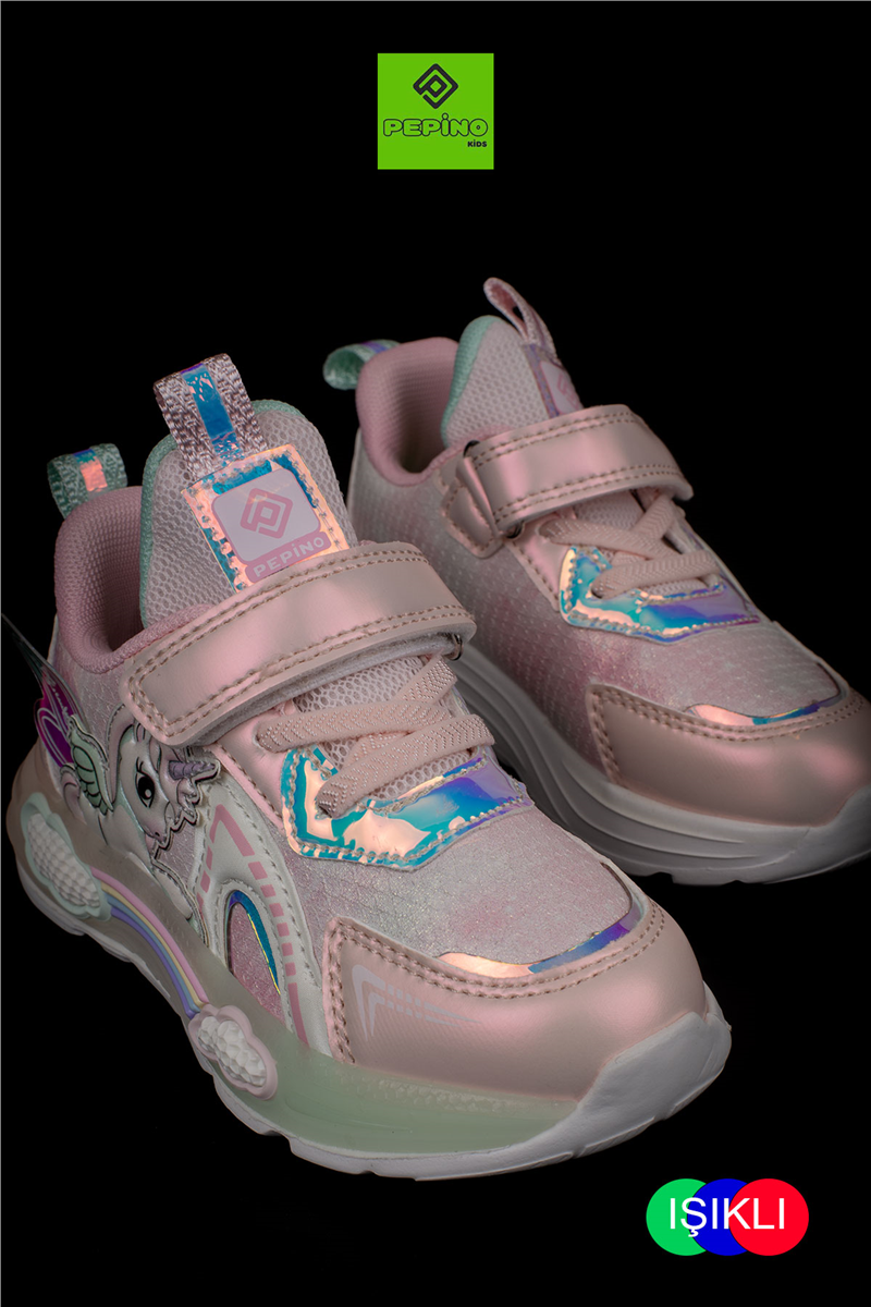 Pepino Pembe Kız Çocuk Patik Işıklı Cırtlı Sneaker