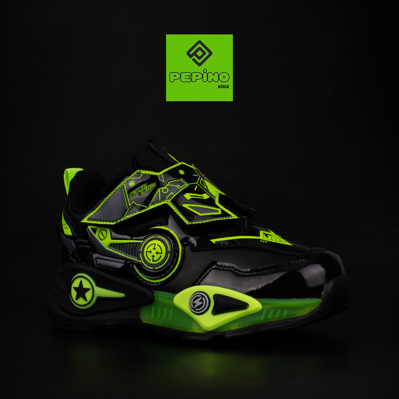 Pepino Siyah Erkek Çocuk Işıklı  Neon Detaylı Patik Sneaker