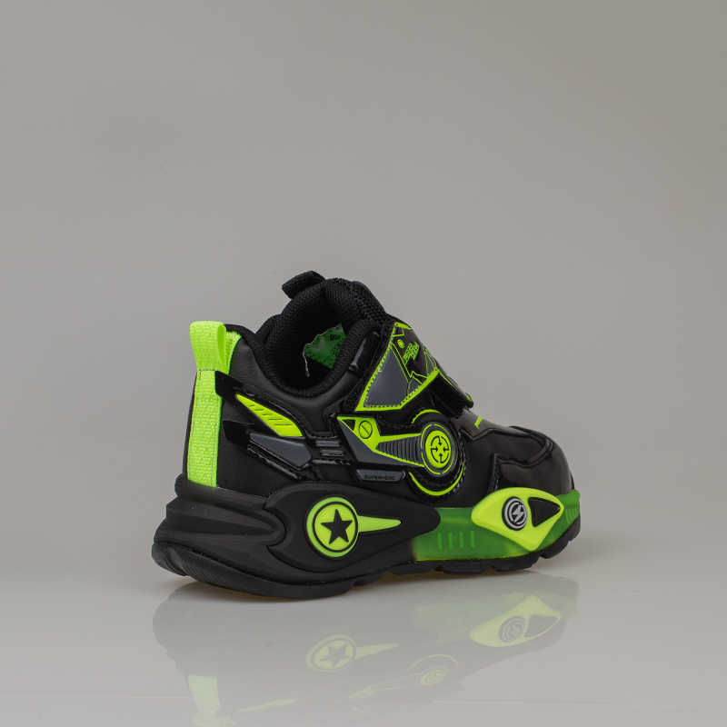 Pepino Siyah Erkek Çocuk Işıklı  Neon Detaylı Patik Sneaker
