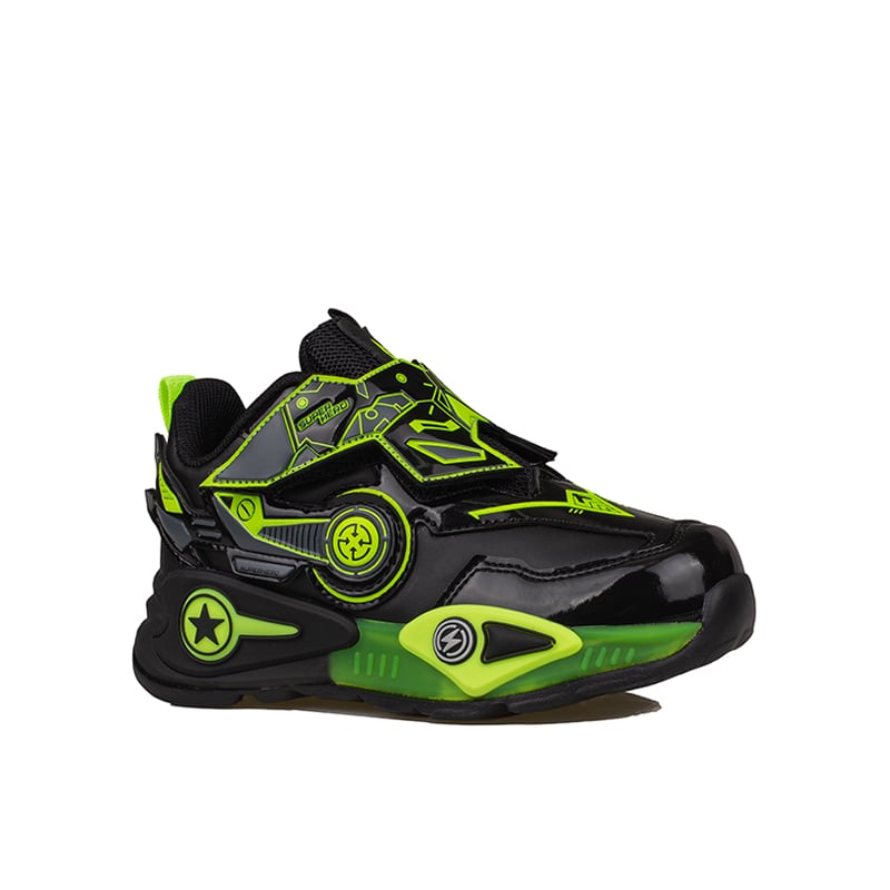 Pepino Siyah Erkek Çocuk Işıklı  Neon Detaylı Patik Sneaker