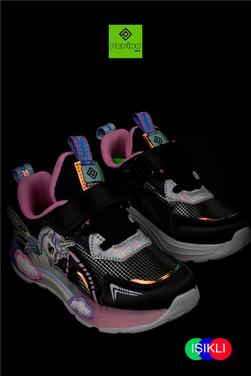 Pepino Siyah Kız Çocuk Patik Işıklı Cırtlı Sneaker