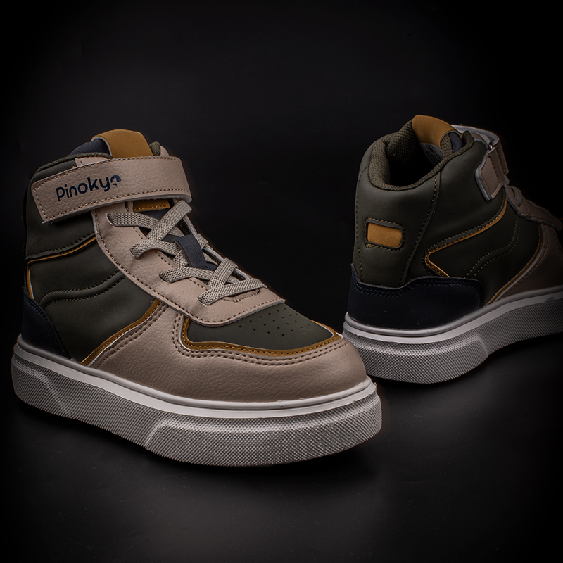PinokyoPinokyo Haki Memory Foam Hafif Çocuk Boğazlı Sneaker