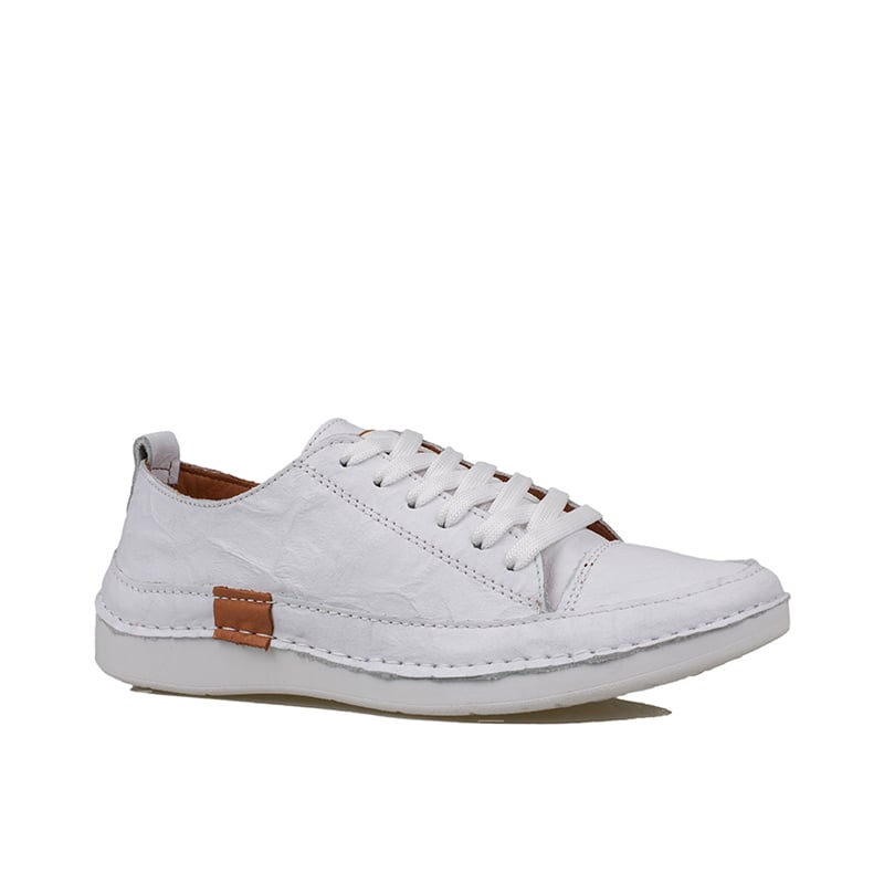 Slayka Beyaz Ases Hakiki Deri Kadın Comfort Casual Ayakkabı
