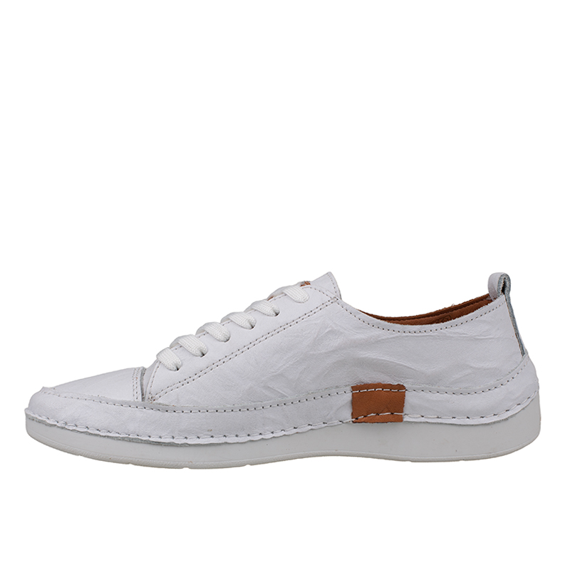 Slayka Beyaz Ases Hakiki Deri Kadın Comfort Casual Ayakkabı